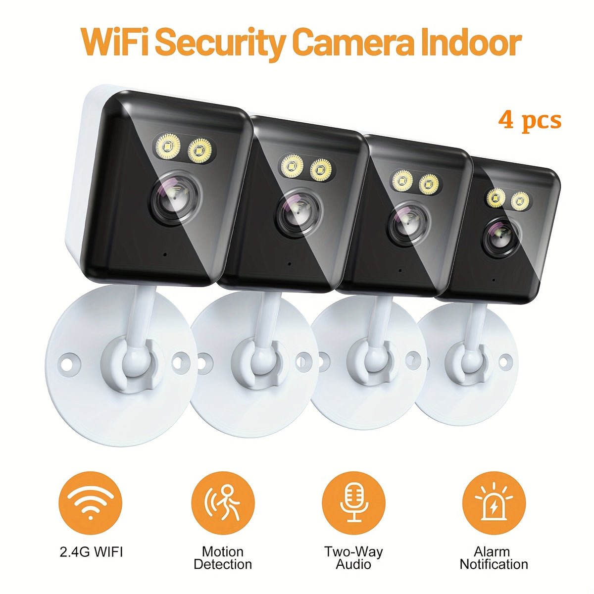 1080P Home Security Camera 4-Pack with WiFi, Full-Color Night Vision, Two-Way Audio, App Control and Listed Alexa Support for Indoor Motion Monitoring