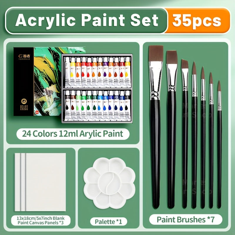 Tube Acrylic Paint Set in 23, 29, 35 or 47-Piece Package Options for Adults and Students, Painting Supplies for Compatible Canvas and Decorative Craft Projects