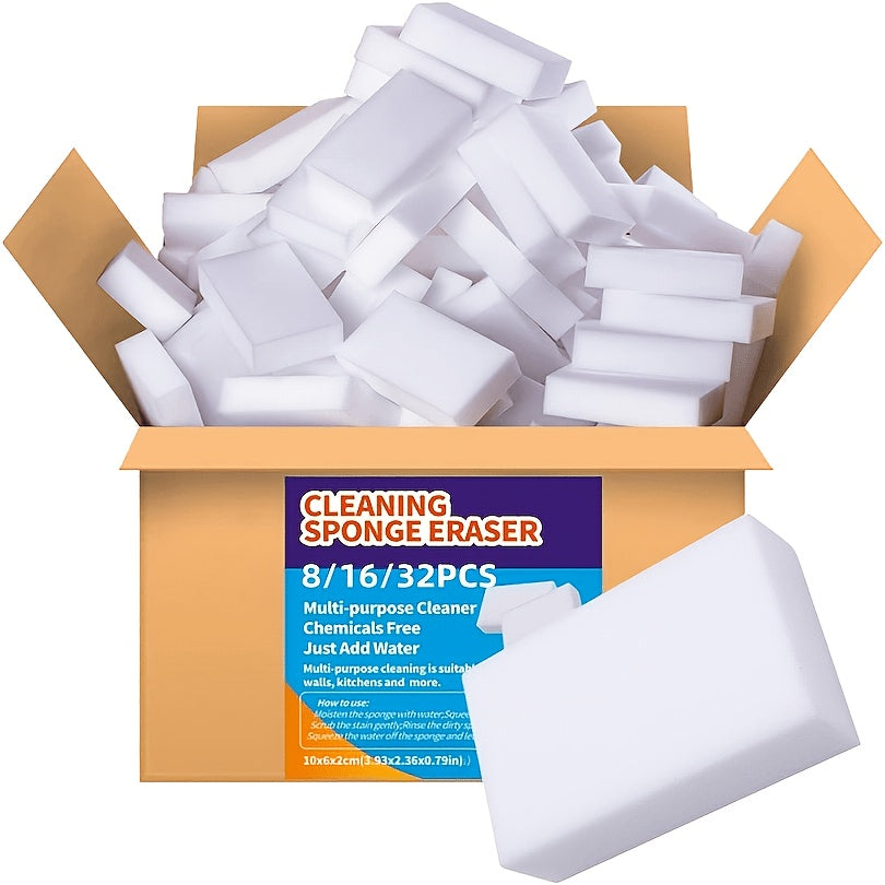 Sponge Eraser Cleaning Pads in 8, 16 or 32-Piece Packs, Water-Activated Cut-to-Fit Foam for Compatible Kitchen and Bathroom Surfaces