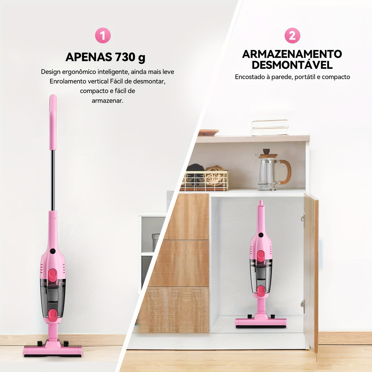 600W Bagless Stick Vacuum INSE with Listed 20kPa Suction and 18-Foot Cord, Handheld Cleaning Format in Seven Colors for Compatible Floors and Pet Hair Cleanup