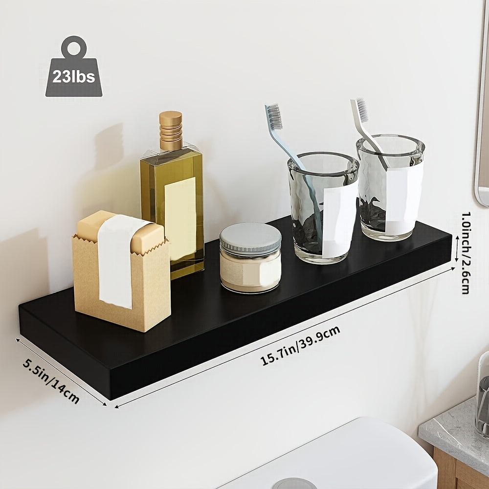 Rustic Wood Floating Shelves by TOMNK with Listed 15.8-Inch Size, Four or Eight-Piece Wall Shelf Sets for Bedroom, Living Room and Kitchen Storage Displays