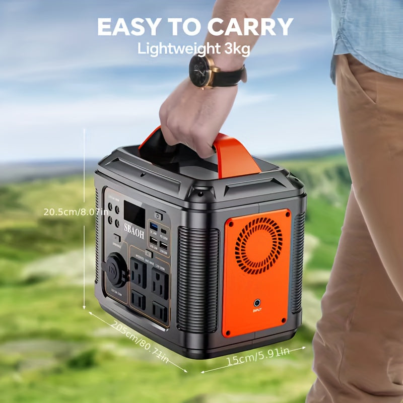 Portable Power Station 300W by SBAOH with Listed 296Wh Lithium-Ion Battery, 100W PD and Digital Display in Orange or Blue with Optional Solar Panel Package