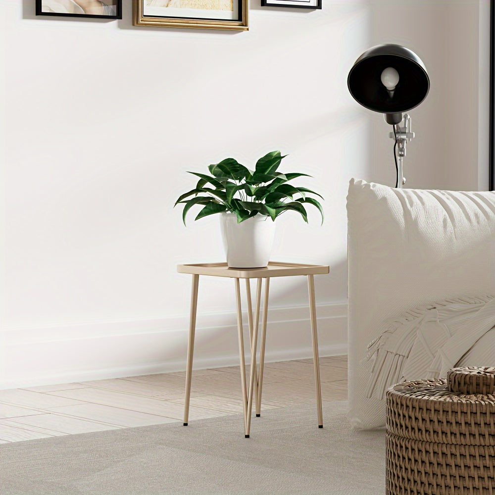 Square Metal Side Table for Small Spaces, Compact Drink and End Table for Sofa or Bedroom, Indoor and Outdoor Use in White, Pink, Black or Blue