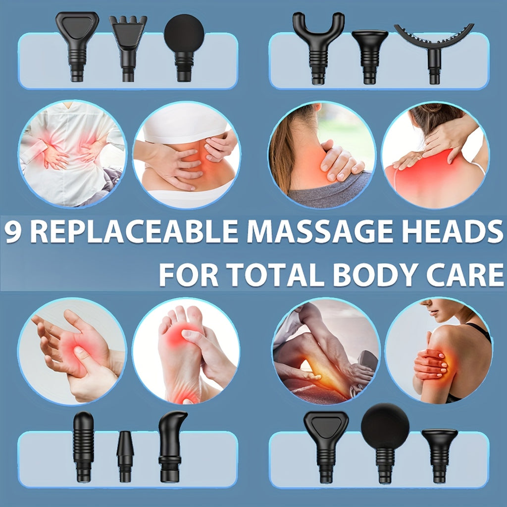 Massage Gun Deep Tissue, 30-Speed Handheld Electric Muscle Massager with 9 Massage Heads, High-Power Percussion Massager for Back, Legs, Arms, Full Body, Post-Workout Recovery, Athlete Gift