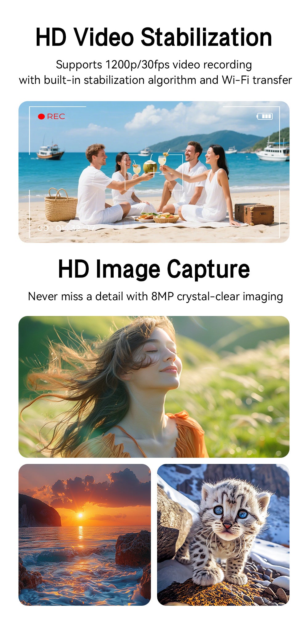 8MP-Labeled AI Camera Smart Glasses in Black with Video and Audio Recording, Bluetooth Calls and Music, Touch Controls and Listed Translation Features