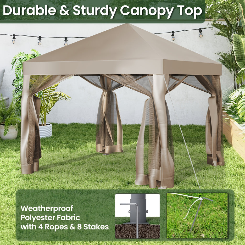 Screened Canopy Tent 10 x 10 ft with Listed Mosquito Netting and Easy-Up Design, Portable Outdoor Screen House for Patio Gatherings, Camping and Backyard Picnics
