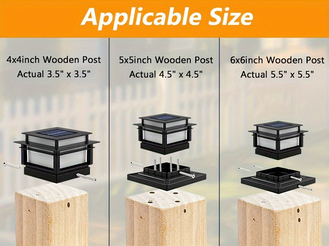 Solar Post Cap Lights 6 Pack for Fence and Deck Posts, Outdoor LED Accent Lighting for Decorative Garden, Porch, Patio and Stair-Area Settings