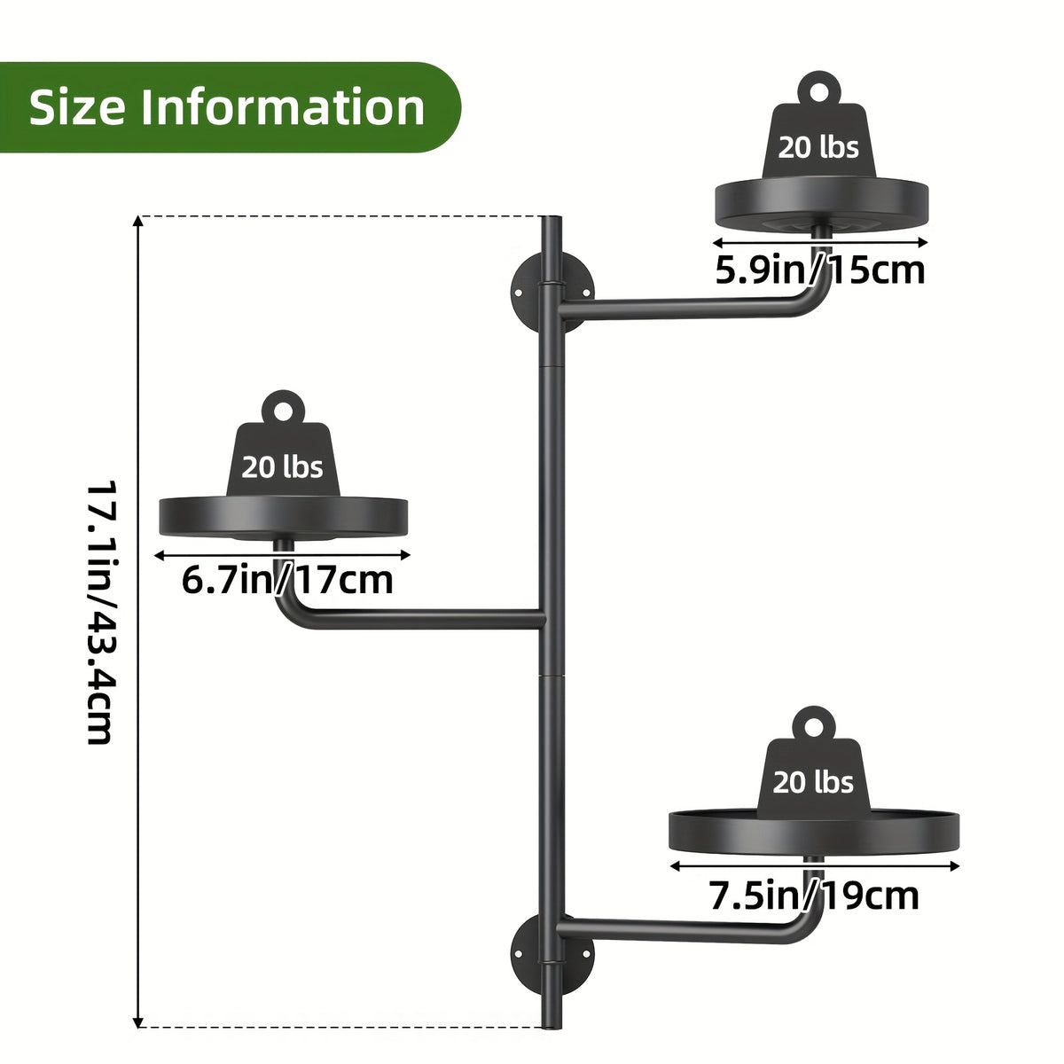 Rotating Wall Plant Stand with Three-Tier Metal Design for Indoor Potted Plant Displays, Window-Area Decor and Living Room Arrangements, 3pcs Option