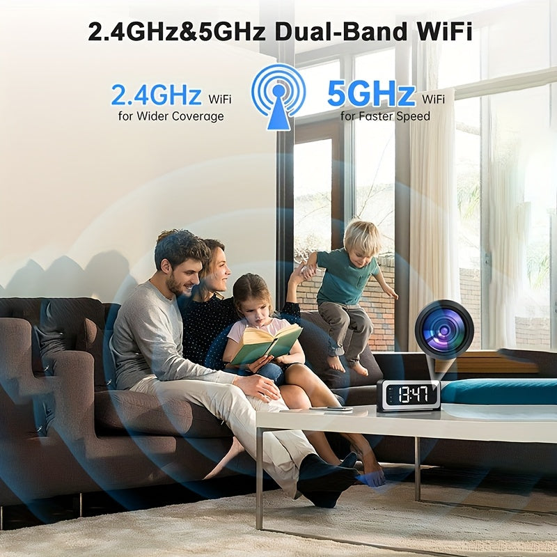 WiFi Clock Camera with 2K Video, Indoor Home Monitoring Camera with Motion Detection, Full Color Night Vision and Two-Way Talk in Ivory White