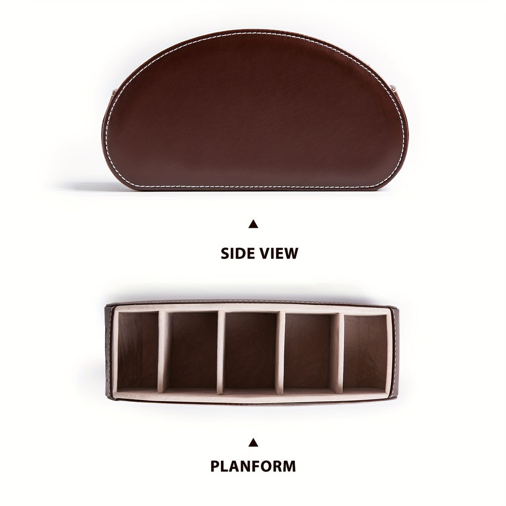Five-Compartment Remote Control Organizer by SANQIANWAN, PU Leather Desk Caddy with Color and Print Options for TV Remotes, Pencils, Glasses and Office Supplies