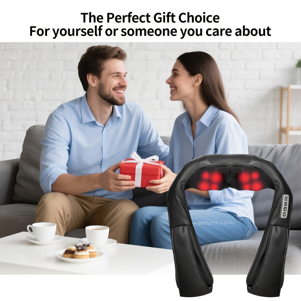 Electric Kneading Neck and Shoulder Massager in Black or Grey, Acupressure-Style Personal Care Device for Adult Home Massage Routines and Gift Ideas