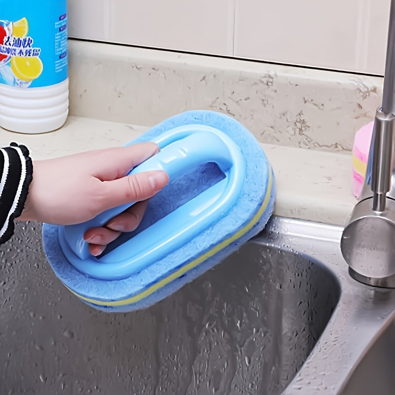 Blue Household Cleaning Sponge for Compatible Kitchen and Bathroom Surfaces, Multipurpose Cleaning Tool with Listed Glass, Ceramic and Wall Cleanup Uses