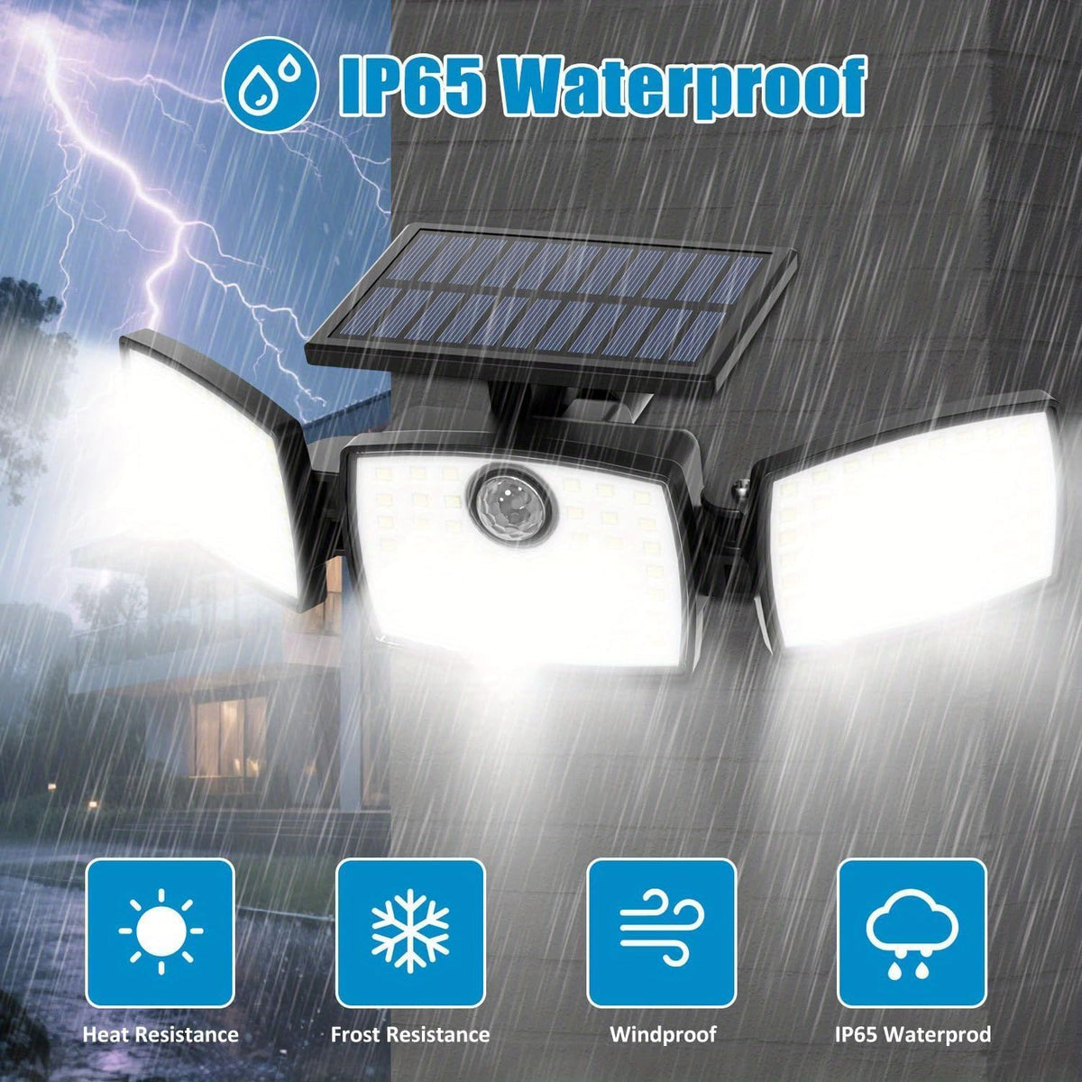 179-LED Solar Motion Sensor Lights with Three Adjustable Heads, Remote Control and Three Modes, Listed 2500 Lm Output in 2- or 4-Pack Options for Yard and Patio
