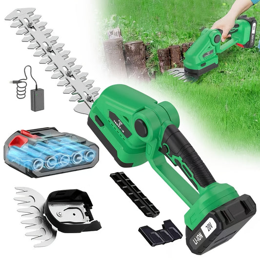 Cordless Hedge Trimmer by TEGATOK with Listed 20V Power, One- or Two-Battery Kit Options and Extended Model for Garden Shrub Trimming and Lawn Care