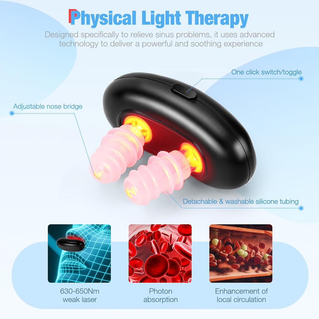 KTS Red Light Nasal Relief Device, FDA-Cleared Portable Red Light Therapy for Nose with Three Soothing Light Modes, Relieves Nasal Dryness, Congestion and Sinus Discomfort, Convenient On-the-Go Nasal Care for Men and Women