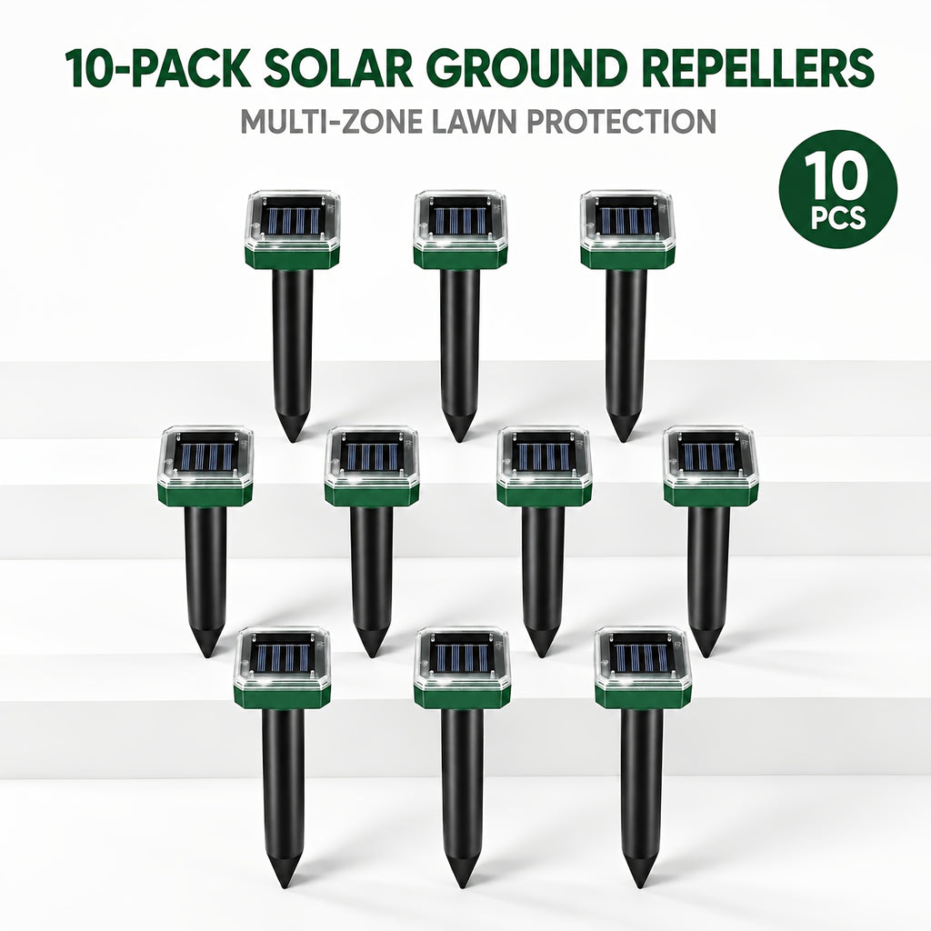 Solar Garden Rodent Repeller with Listed Sound and Vibration Functions, Outdoor Yard Deterrent in Round, Hexagonal and Multi-Pack Options for Lawn Care