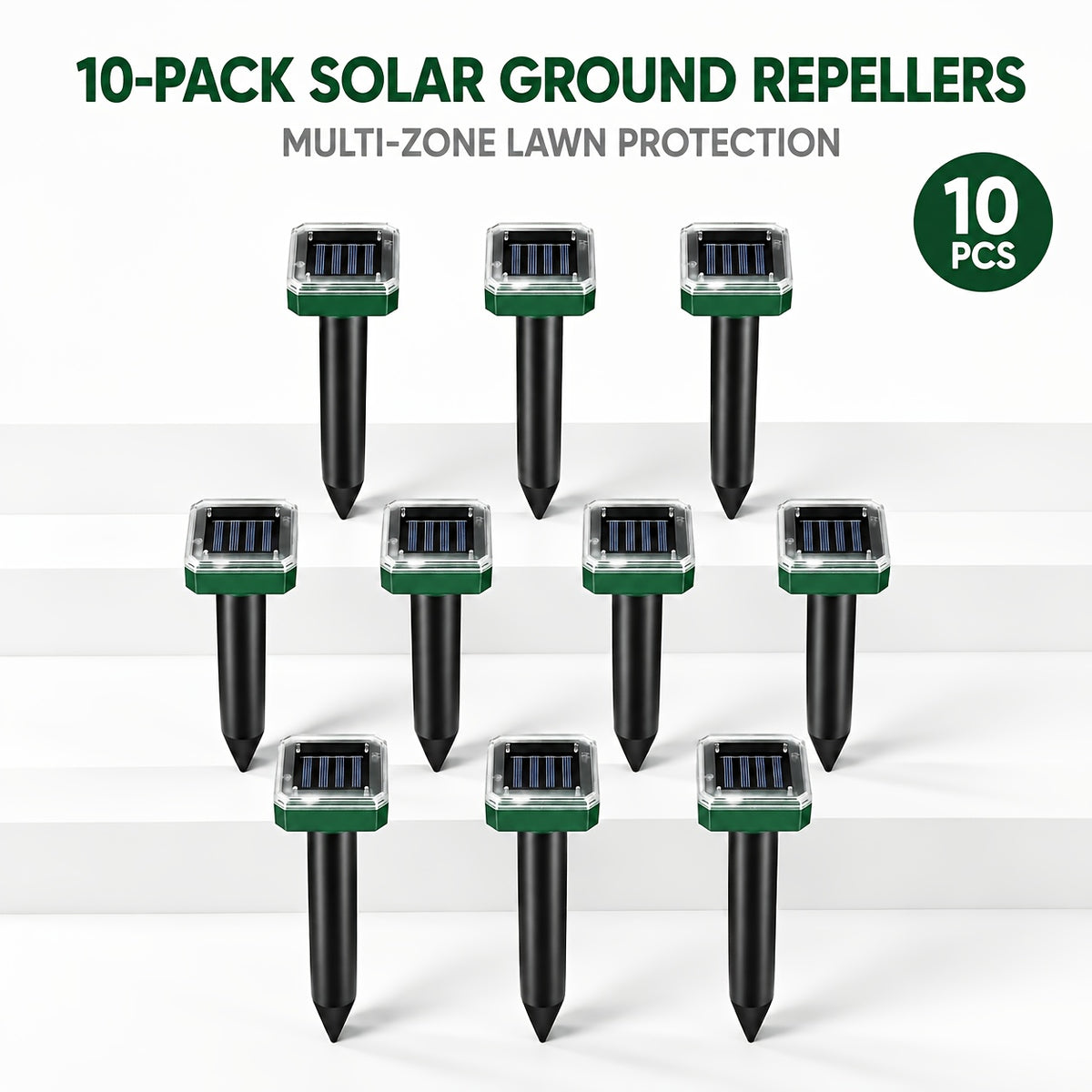 Solar Garden Rodent Repeller with Listed Sound and Vibration Functions, Outdoor Yard Deterrent in Round, Hexagonal and Multi-Pack Options for Lawn Care