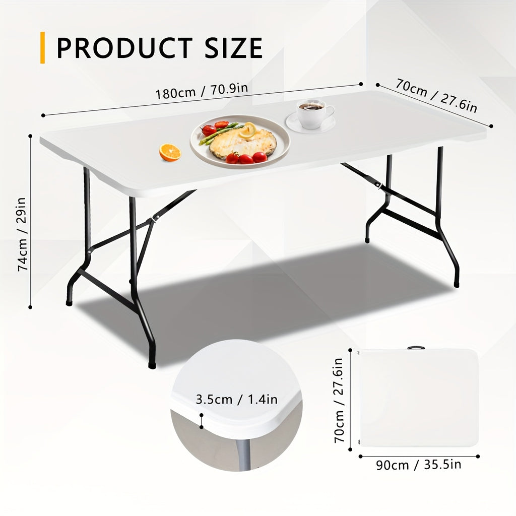 Portable Folding Utility Table with Plastic Top, Carrying Handle and Locking Design, Multiple Model Options for Camping, Picnics and Indoor Outdoor Parties