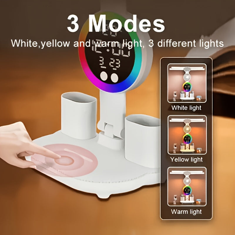 LED Desk Lamp with Built-In Fan, Touch Dimming and Night Light, Listed USB Color-Changing Reading Light with Multi-Angle Adjustment and One- or Two-Piece Options