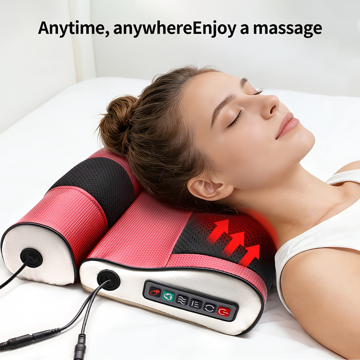 Neck and Back Massage Pillow with Electric Kneading, Rose Red or Black Upgrade Options for Adult Personal Relaxation and Thoughtful Gift Giving