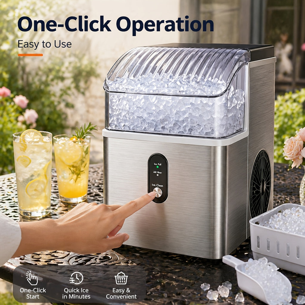 Self-Cleaning Countertop Ice Machine for Home and Kitchen, Nugget or Bullet Ice Model Options with Listed 35lb or 26lb Output for Everyday Drinks
