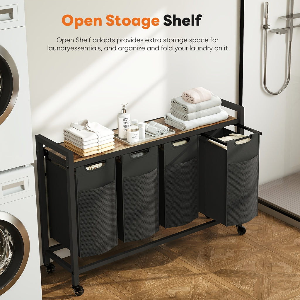 Rolling Laundry Sorter Cart with Pull-Out Removable Bags and Lockable Wheels for Bedroom, Bathroom and Laundry Room, 20 to 44 Inch Model Options