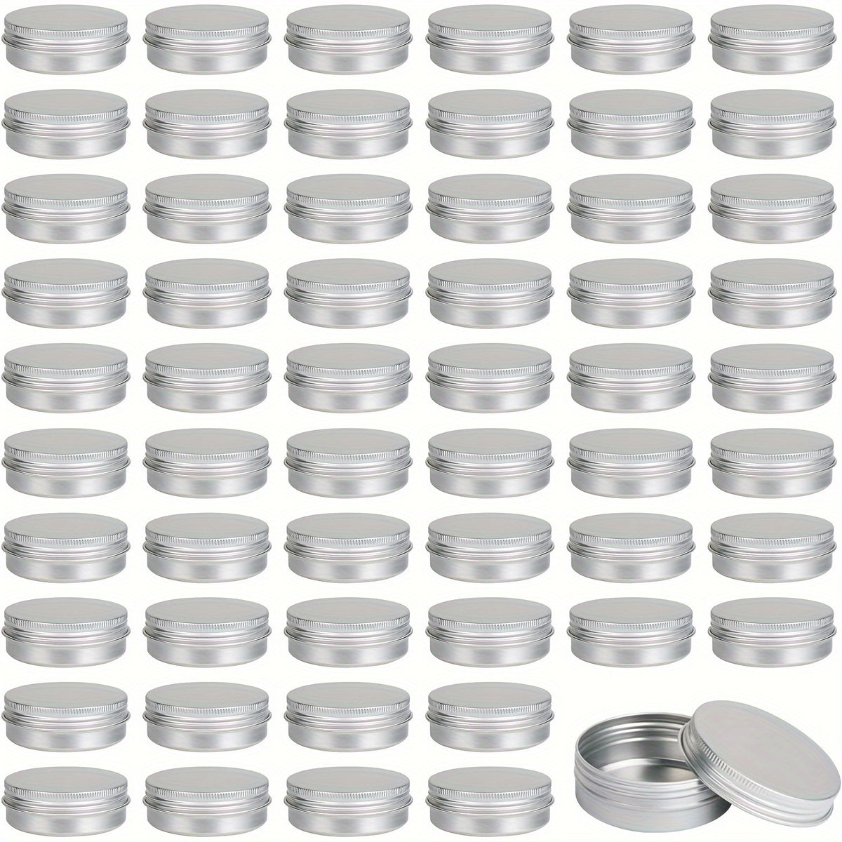 Aluminum Tins with Screw Lids, Round Refillable Metal Storage Containers in 45-Pack 4oz or 60-Pack 2oz Options for Craft and Sewing Supply Organization