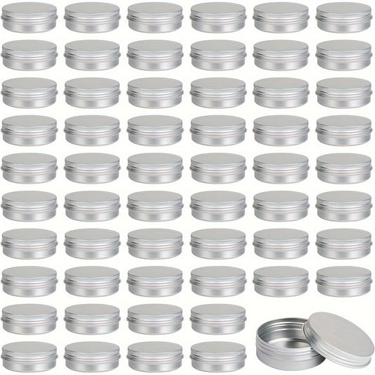 Aluminum Tins with Screw Lids, Round Refillable Metal Storage Containers in 45-Pack 4oz or 60-Pack 2oz Options for Craft and Sewing Supply Organization
