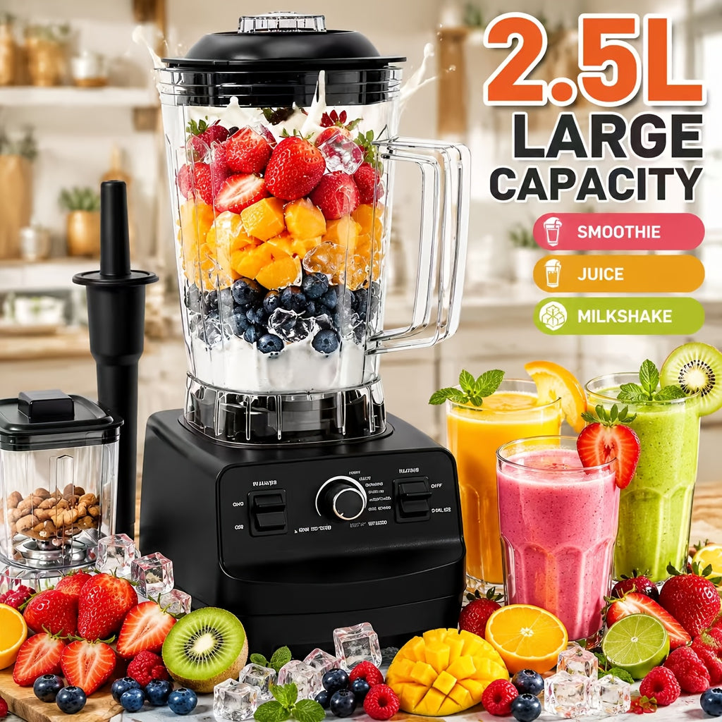 Large Capacity Smoothie Blender 84.54oz, Black Countertop Kitchen Mixer for Smoothies, Milkshakes, Protein Shakes and Compatible Frozen Fruit Drink Recipes