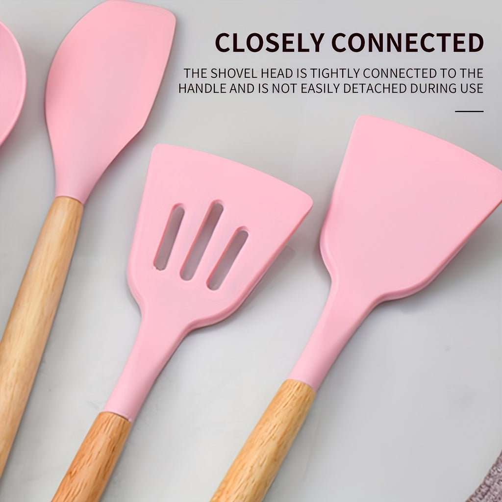 Cooking Utensil and Knife Set for Home Kitchen Preparation, Multiple Color Choices with Selected Pink or Black Square-Barrel and Gift Box Options