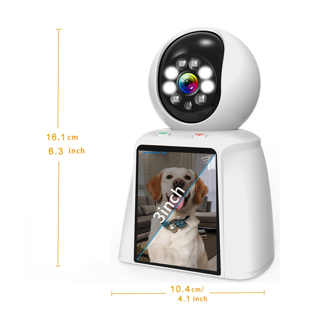 Screen-Equipped Video Call Camera with Listed 3MP Imaging, WiFi Two-Way Video and Audio, One-Click Call Button, PTZ Design and Motion Alerts for Indoor Home Monitoring
