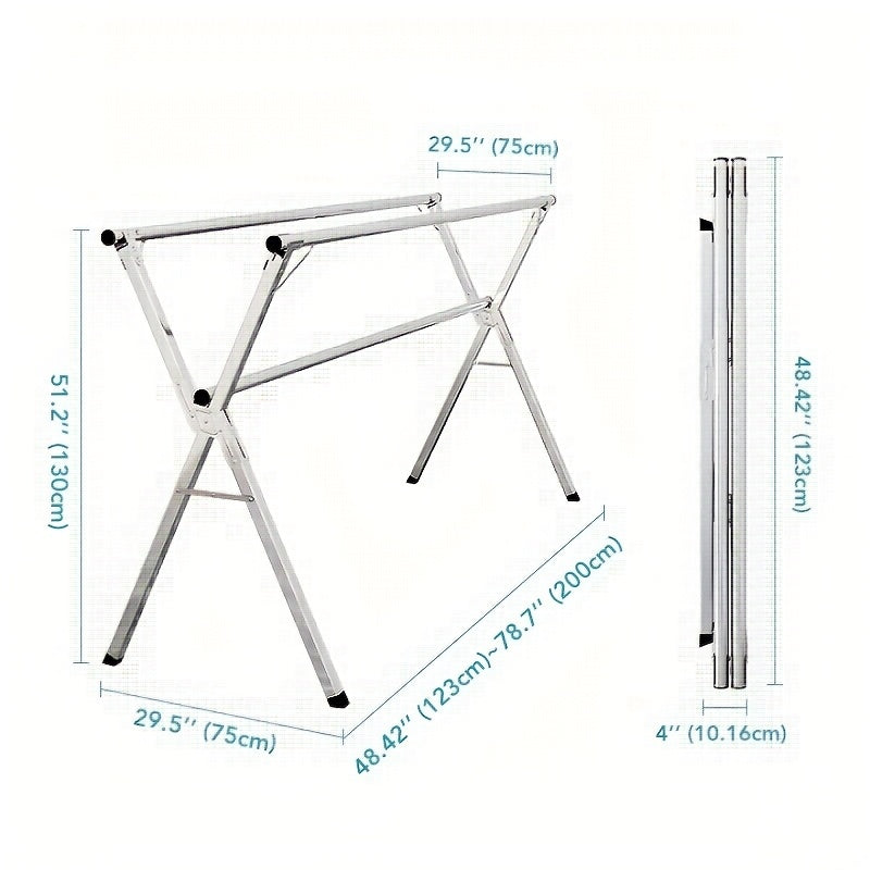 Retractable Clothes Drying Rack with Stainless Steel Construction and Folding Design, 42.52–62.99 or 48.43–78.74 Inch Length Options for Laundry Air Drying
