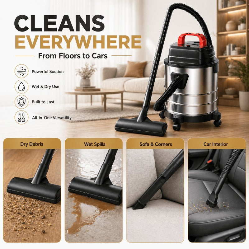 3-in-1 Wet Dry Vacuum with Blower Function, Listed 18000Pa and 2 Peak HP with 3.96, 5.28 or 6.6gal Capacity Options for Home, Car and Hard Floor Cleanup
