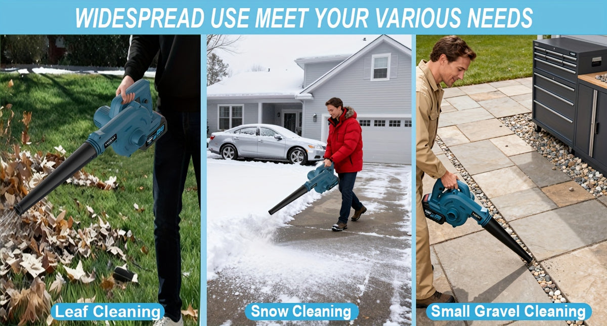Cordless Leaf Blower with Two-Battery Accessory Options, Portable Handheld Air Tool in Standard or Upgrade Battery Labels for Home Lawn and Garden Cleanup