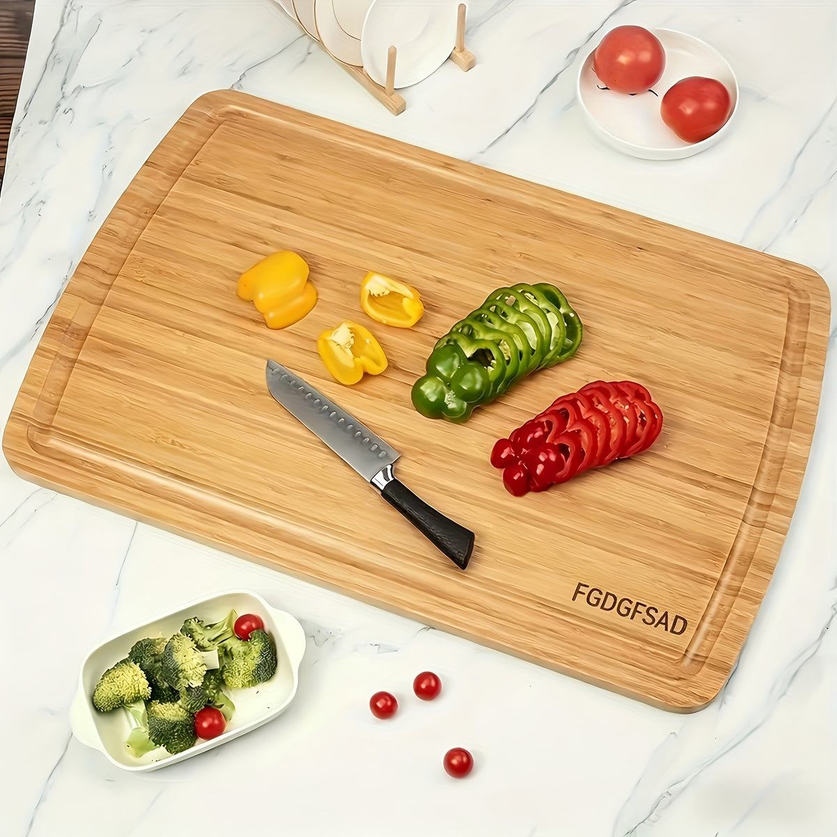Large Wooden and Bamboo Cutting Board with Listed Juice Trough, Ordinary and Upgrade Size Options for Kitchen Food Preparation, Cheese Serving and Everyday Chopping