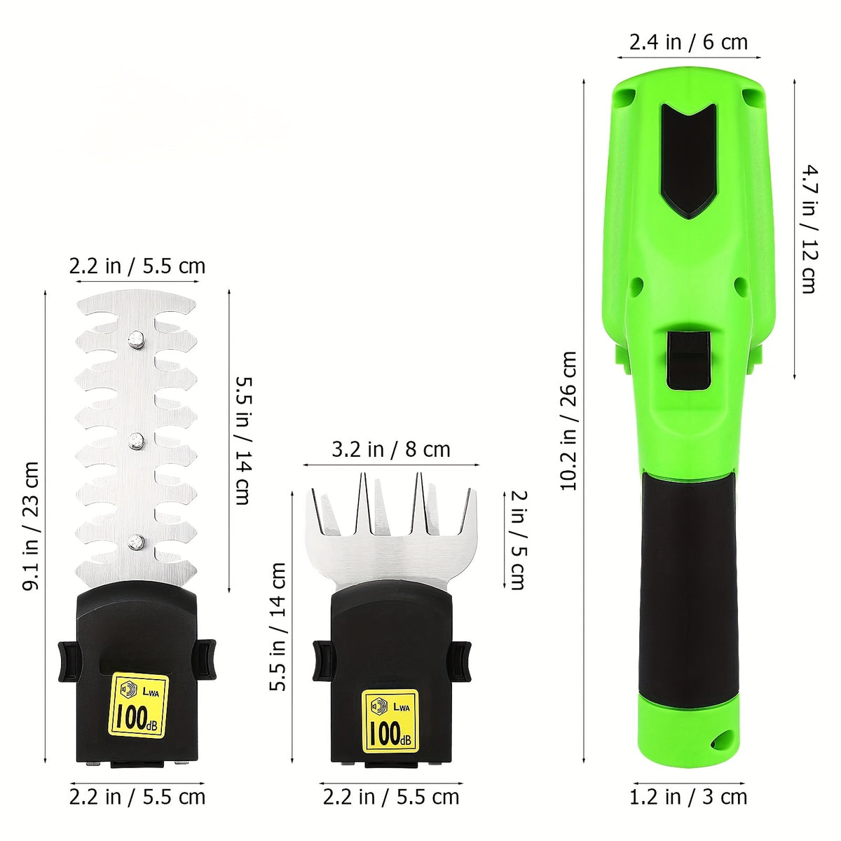 Electric Handheld Grass Shear in Green with USB-C Rechargeable Battery Operation, Listed 2-in-1 Grass and Hedge Trimming Functions for Lawn and Garden Maintenance