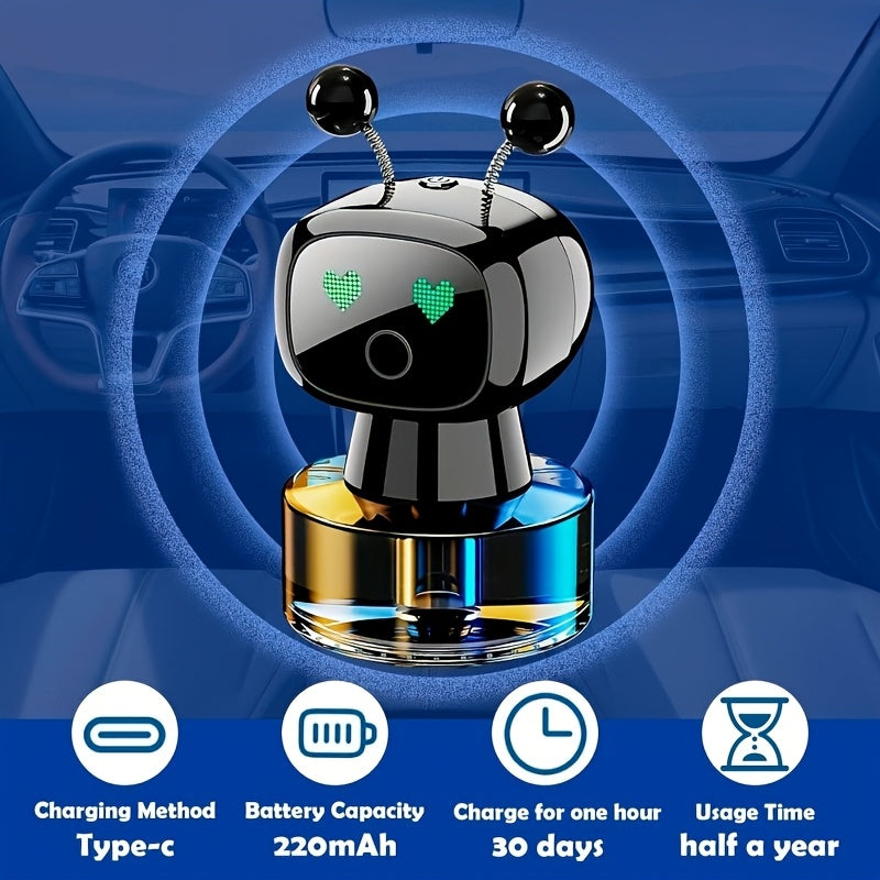 Four-Level Car Air Freshener with Rechargeable Diffuser and Listed Smart Eyes Feature, Black-Gulong, Blue-Ocean Fragrance or Red-Healton Options