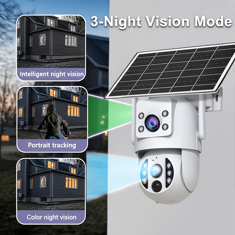 JOOAN RS3 Solar Security Camera with Dual Lenses, Listed 355° Auto-Tracking PTZ, 1296P Color Night Vision, Two-Way Audio and Rechargeable Battery