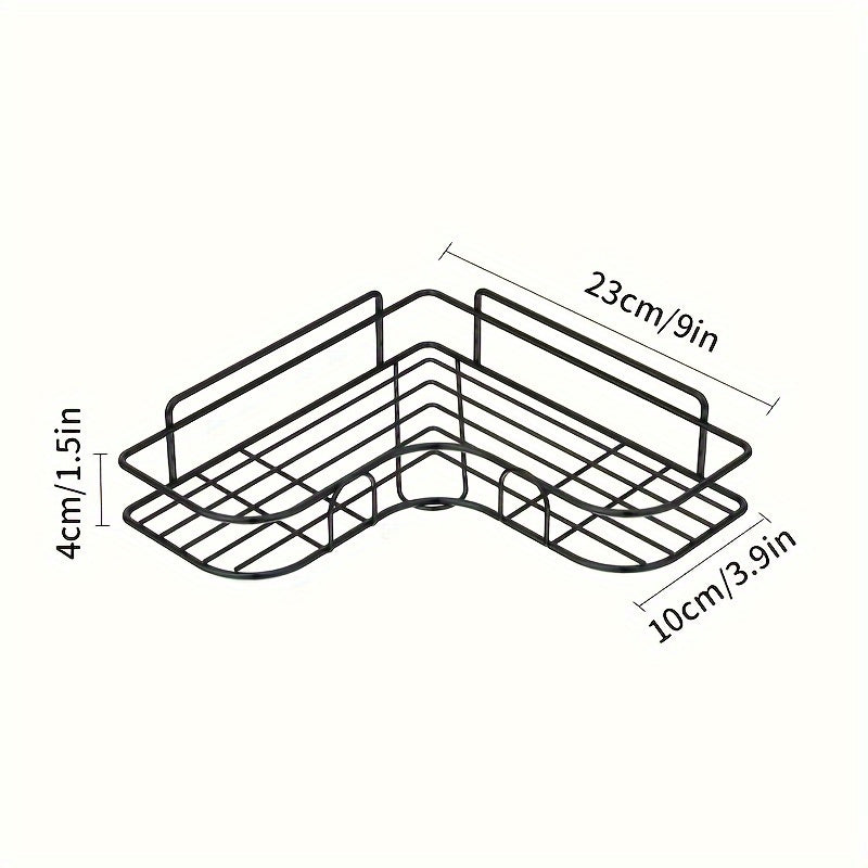 Corner Shower Shelf in Black, Wall-Mounted Bathroom Storage Organizer for Compatible Shampoo, Lotion and Cosmetic Bottles in Everyday Bath Routines