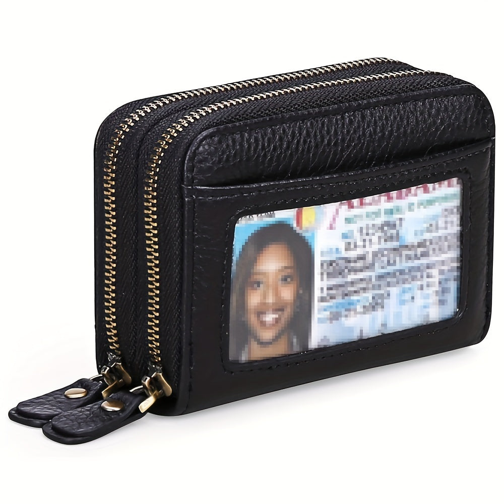 12-Card Slot Women's Wallet with Coin Pockets and Cash Compartments, Classic Purse with Listed RFID Blocking in Black, Coffee Brown, Blue, Red or Burgundy