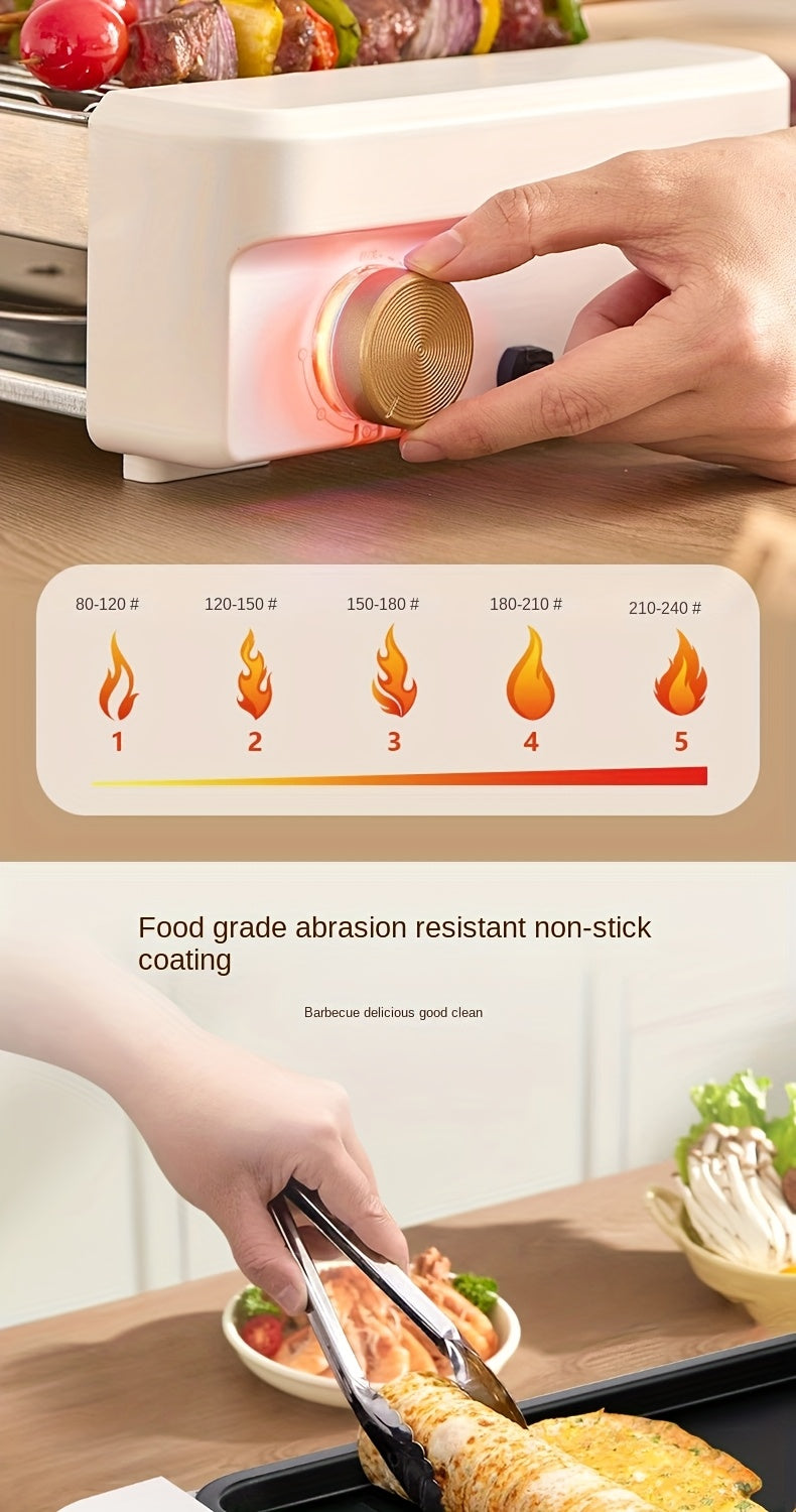 Countertop Sausage Grill with Adjustable Temperature, Nonstick Pan and Detachable Panel, Listed 4-in-1 Cooking Design with White or Black Gift Bag Option Labels