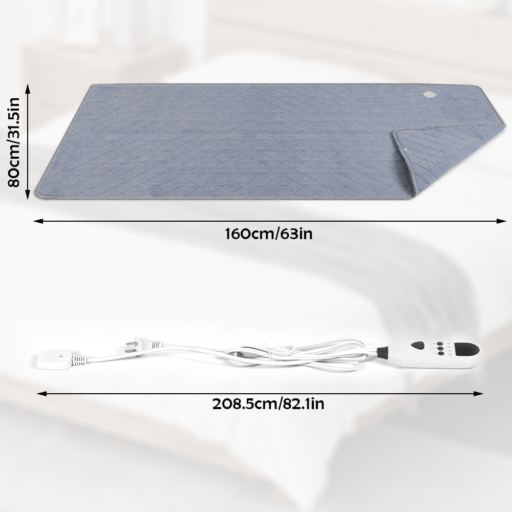 Large Electric Heating Mat in Brown, Firm-Texture Heated Pad with 9 Heat Levels, Remote Control and 1, 2, 4 or 6 Hour Timer for Home Warmth