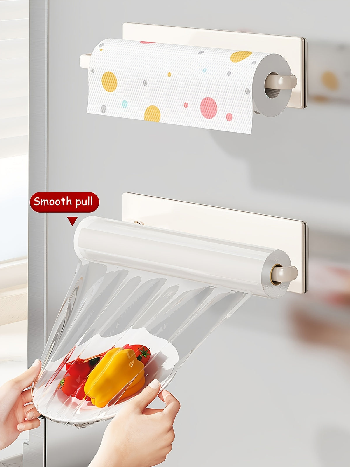 Under Cabinet Paper Towel Holder by Amoichic, Single Plastic Hanging Roll Dispenser in Milky White, Grey or Black for Compact Kitchen and Bathroom Organization