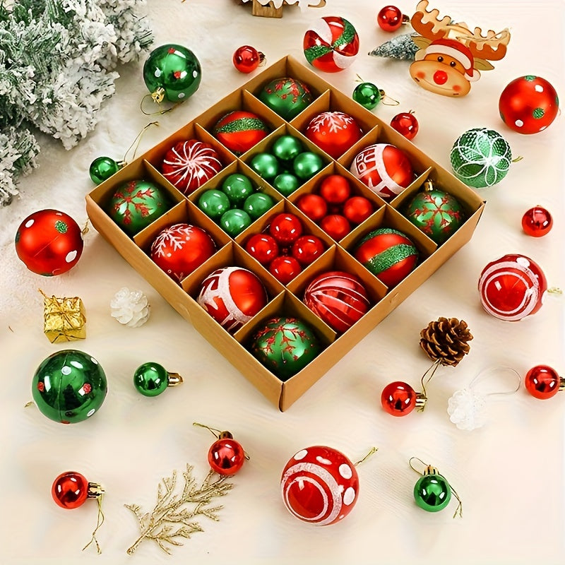 Christmas Ball Ornaments with Eight Color Theme Options, Listed 44-Piece Hanging Decoration Set for Coordinated Tree Styling, Window Displays and Holiday Parties
