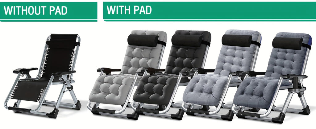 Zero Gravity Folding Lounge Chair with Listed Detachable Cushion and Cup Holder, Reclining Seat in Black, Gray, Light Gray or Blue and Gray Options