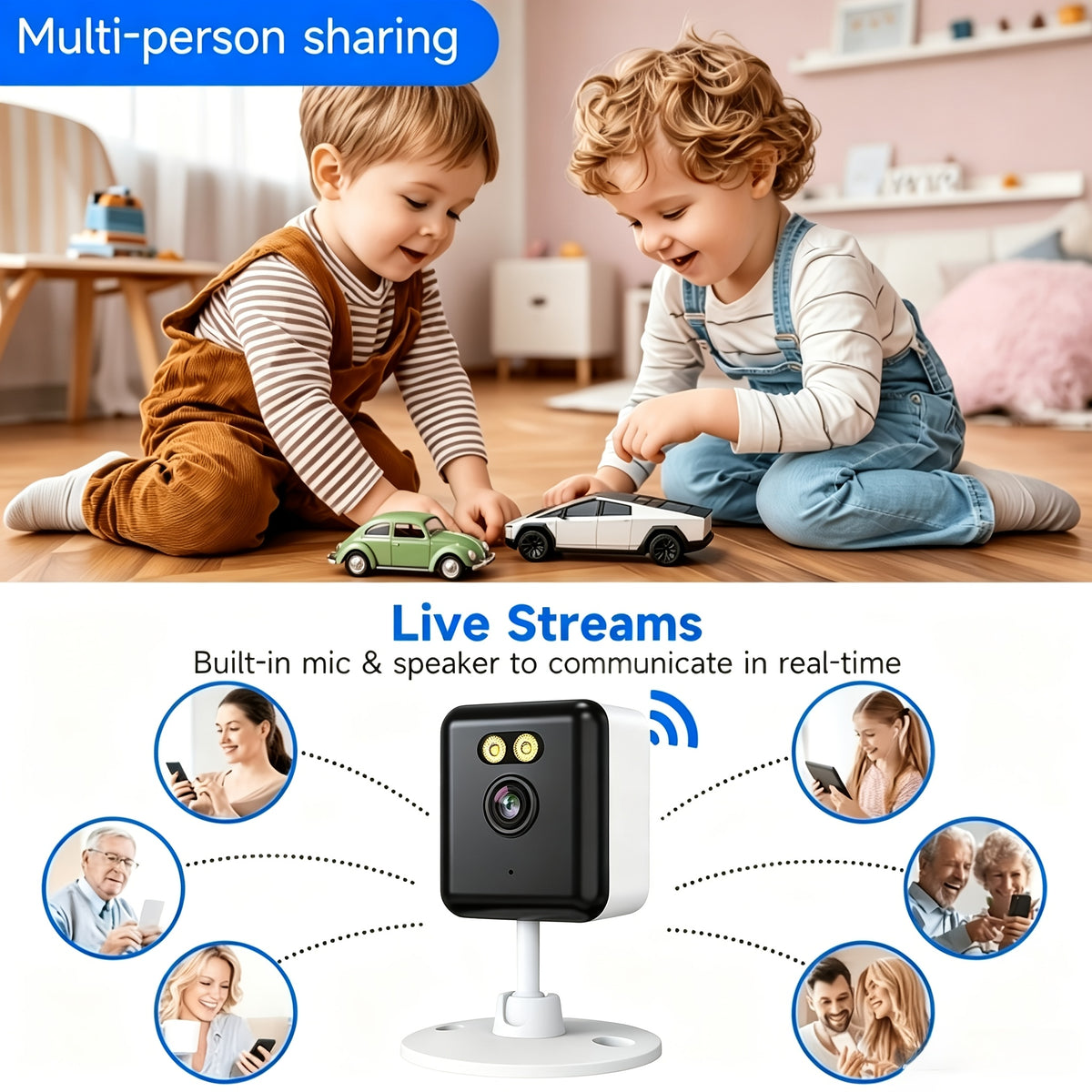 Indoor Security Camera Four-Pack with Listed 6MP Imaging, 2.4GHz WiFi, Two-Way Audio and Color Night Vision, Plus Four 78.74-Inch USB Cables for Home Monitoring