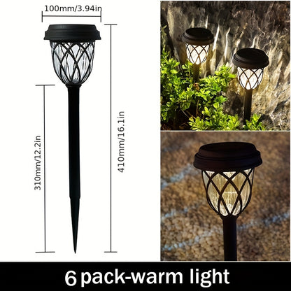 Solar LED Garden Stake Lights with Cross Grid Styling and Listed IP44 Rating, White Light 10-Pack or Warm Light 6-Pack for Yard, Patio and Landscape Accents