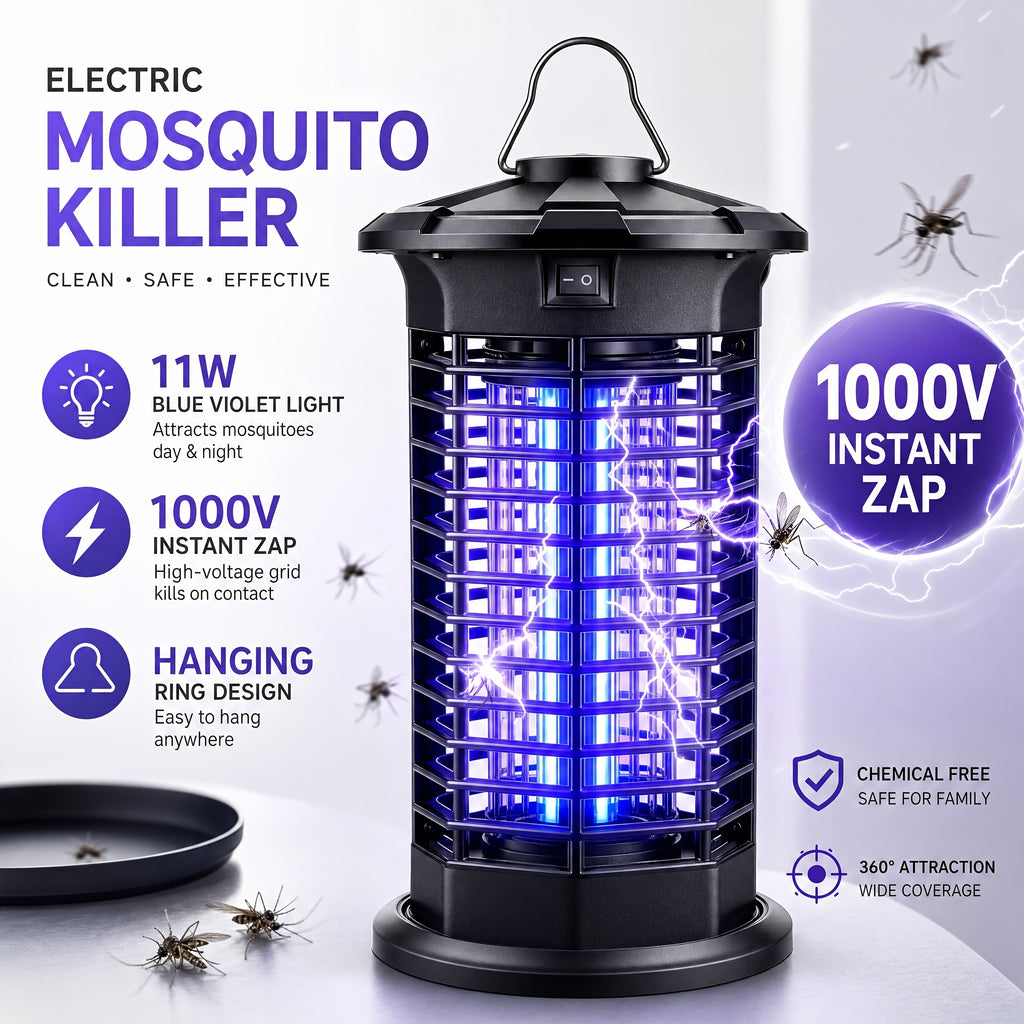 Indoor Electric Bug Zapper in Black-A with Listed 1000V Wording, Home Insect Lamp for Adults Comparing Mosquito and Fly Control Appliances