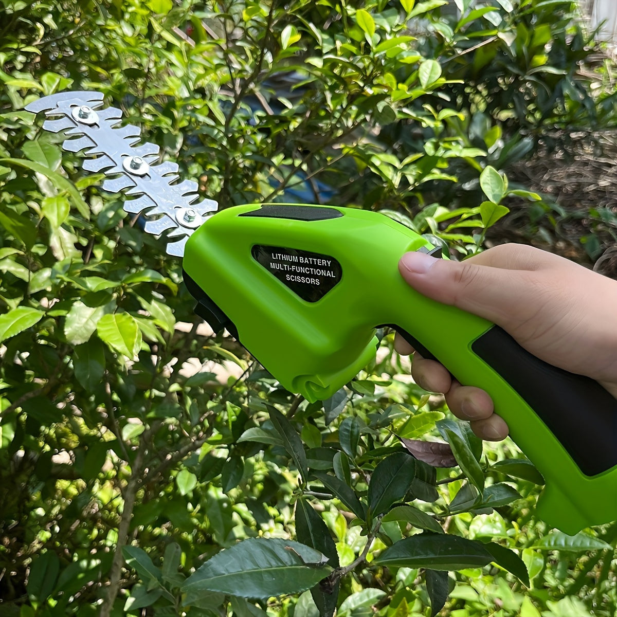 Electric Handheld Grass Shear in Green with USB-C Rechargeable Battery Operation, Listed 2-in-1 Grass and Hedge Trimming Functions for Lawn and Garden Maintenance