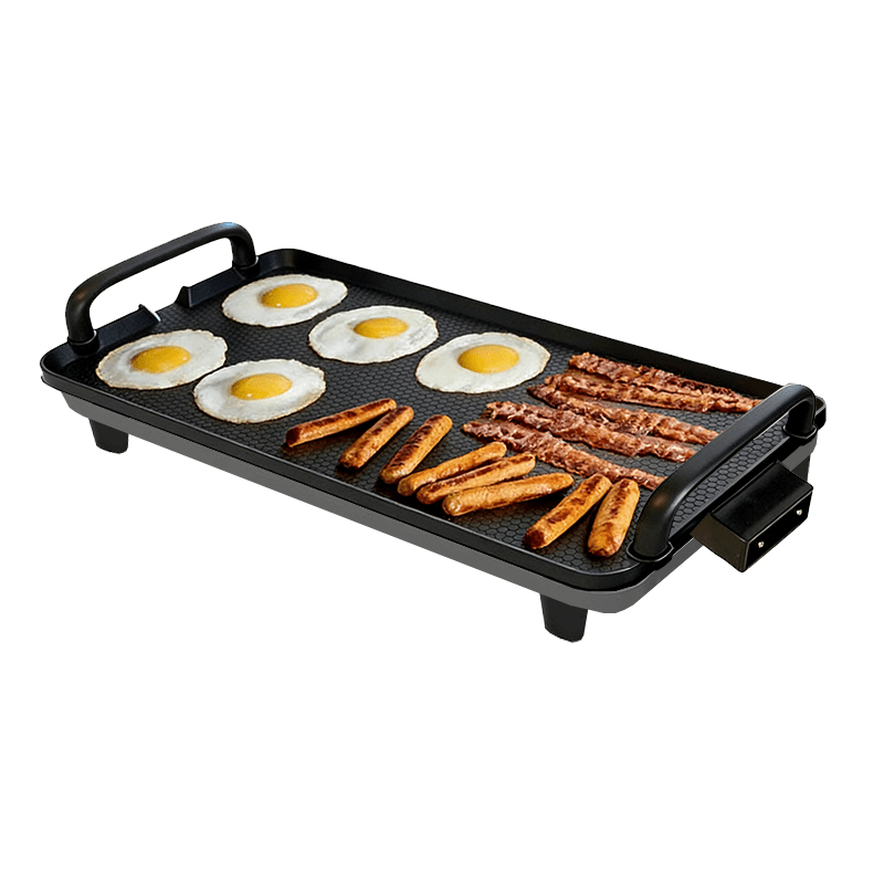 Non-Stick Electric Grill and Griddle Indoor, Adjustable Temperature Control BBQ Plate for Steaks, Skewers and Seafood with Drip Tray for Easy Cleanup, Portable Electric BBQ Grill for Camping, Family Gatherings and Outdoor Trips, Great Gift Idea